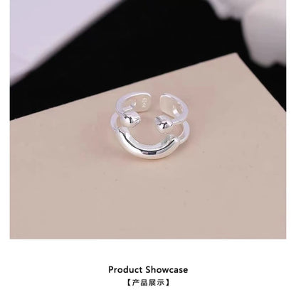 Smiley Layered Alloy Open Ring