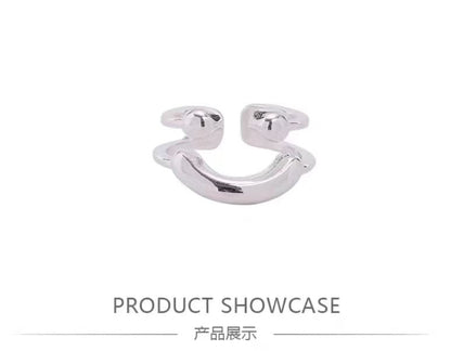 Smiley Layered Alloy Open Ring