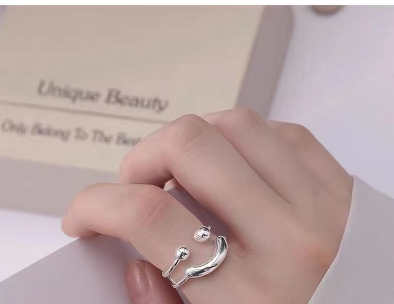 Smiley Layered Alloy Open Ring