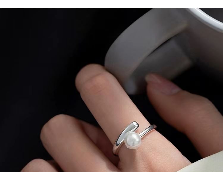 Faux Pearl Alloy Open Ring