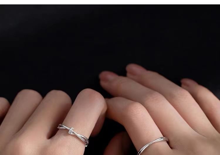 Couple Matching Rhinestone / Layered Alloy Open Ring (Various Designs) / Set