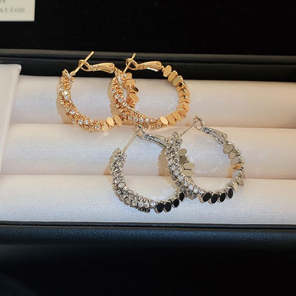 Rhinestone Alloy Hoop Earring