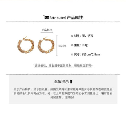 Rhinestone Alloy Hoop Earring