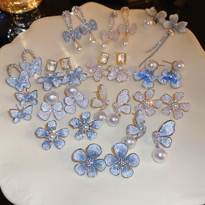 Bow / Floral Faux Pearl Alloy Earring (Various Designs)