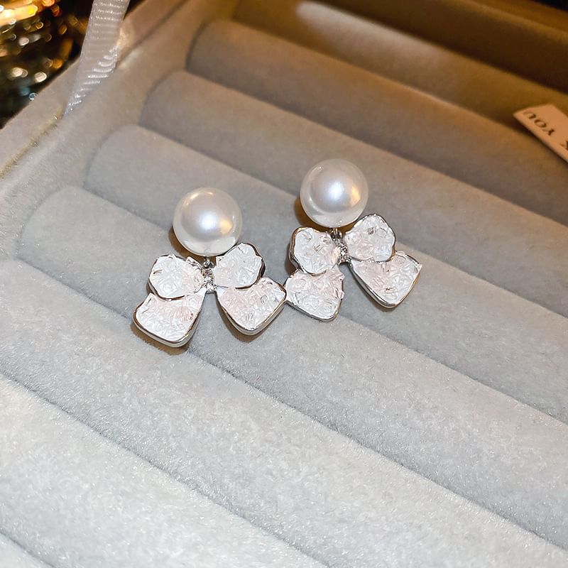 Bow / Floral Faux Pearl Alloy Earring (Various Designs)