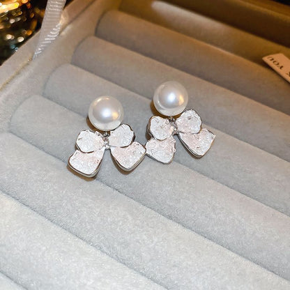 Bow / Floral Faux Pearl Alloy Earring (Various Designs)