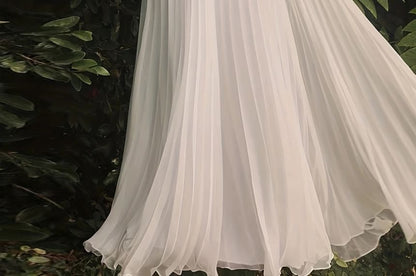 Pleated Long Sleeve A-Line Maxi Dress