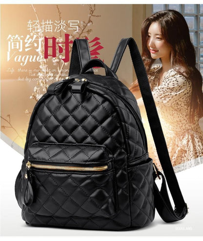 Faux Leather Quilted Backpack
