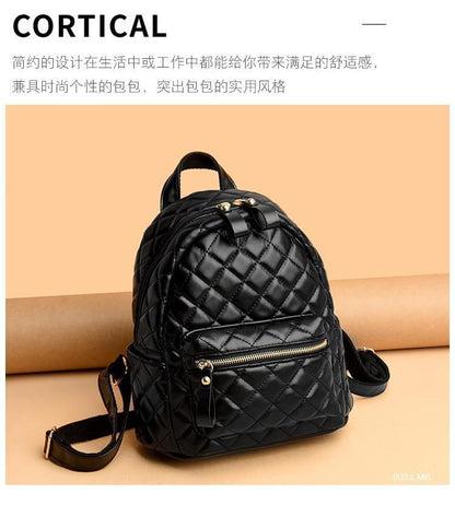 Faux Leather Quilted Backpack