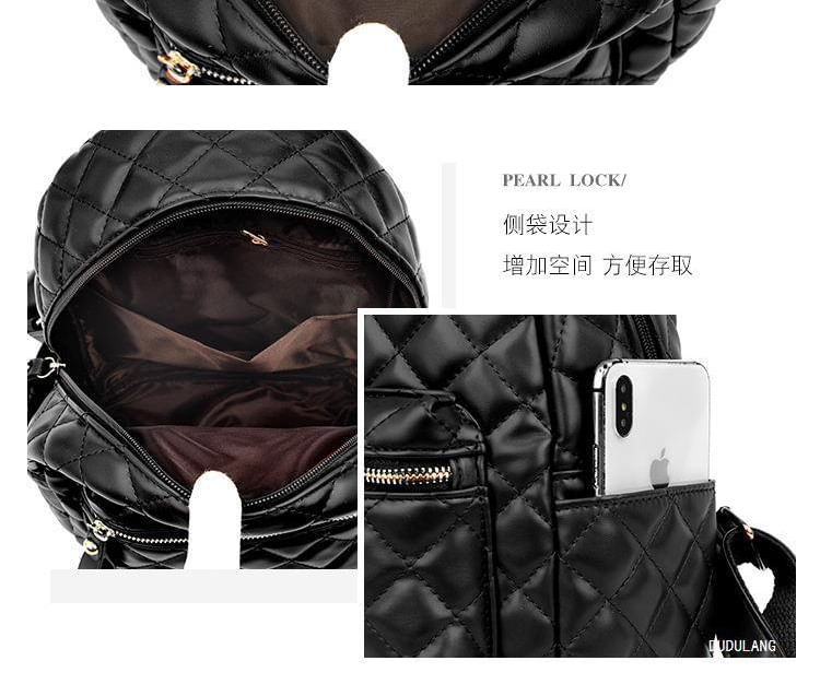 Faux Leather Quilted Backpack