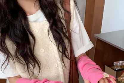 Plain Fingerless Knit Long Gloves