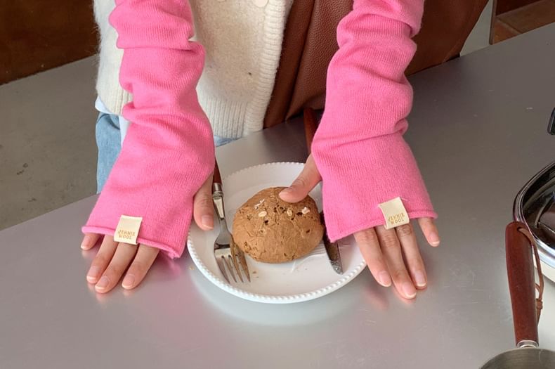 Plain Fingerless Knit Long Gloves