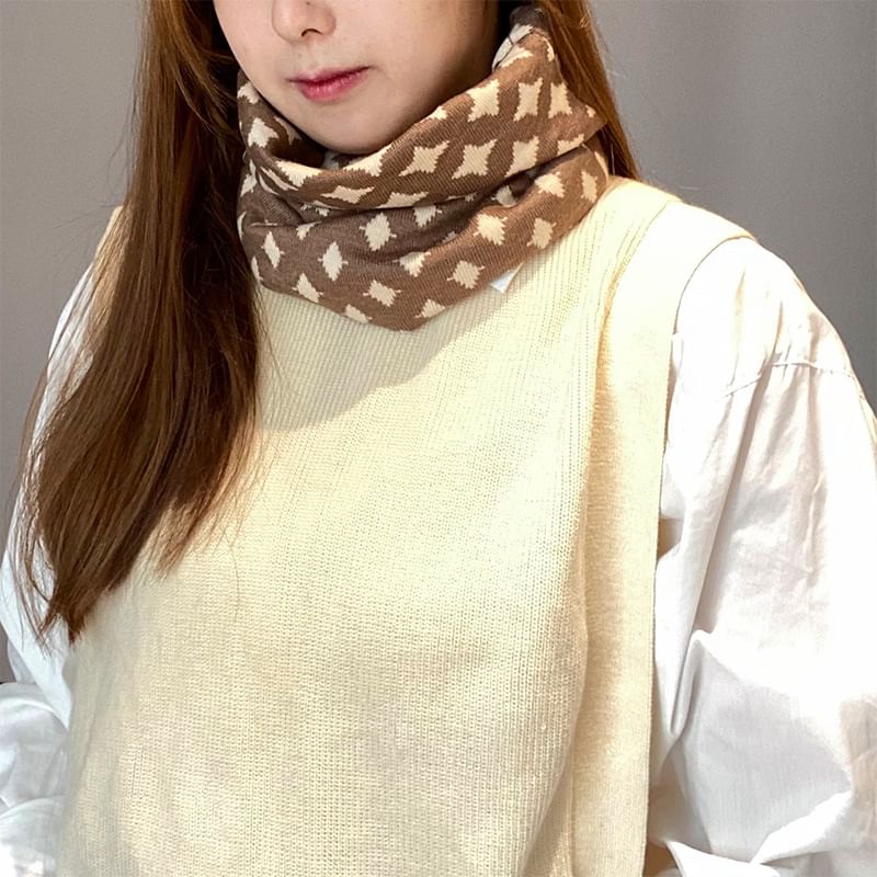 Diamond Print Multi-Way Knit Scarf / Beanie