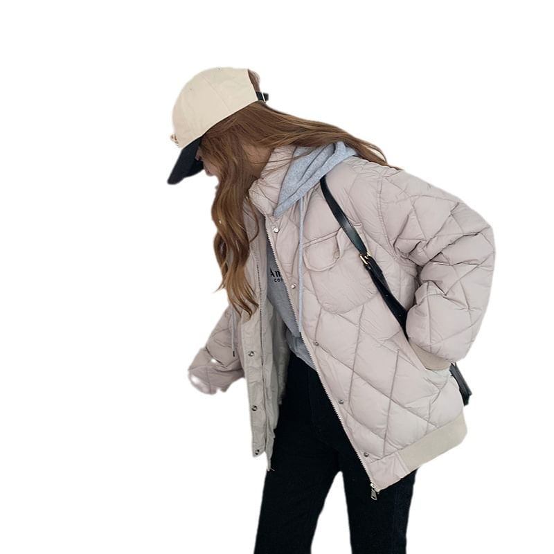 Plain Hooded Quilted Puffer Jacket