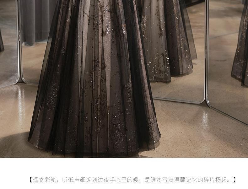 Short-Sleeve Floral Embroidered Velvet Panel Mesh A-Line Evening Gown