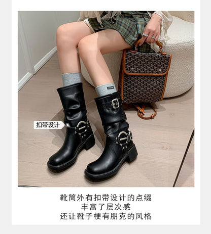 Buckled Mid Calf Boots