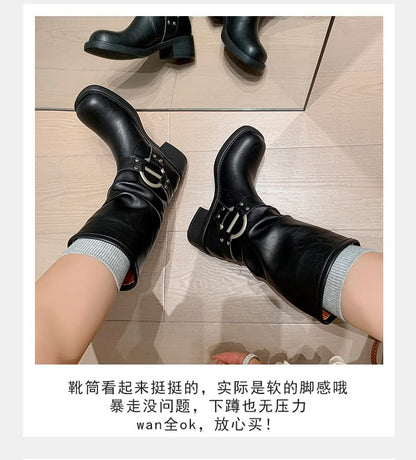 Buckled Mid Calf Boots