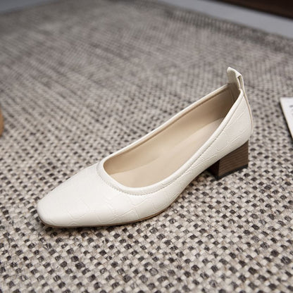 Square Toe Crocodile Grain Pumps