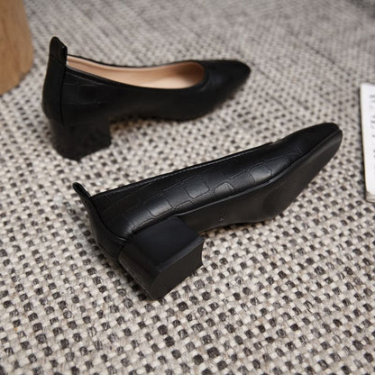 Square Toe Crocodile Grain Pumps