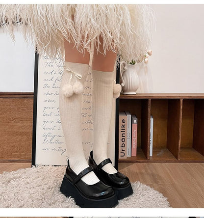 Pom Pom Knee High Socks / Over