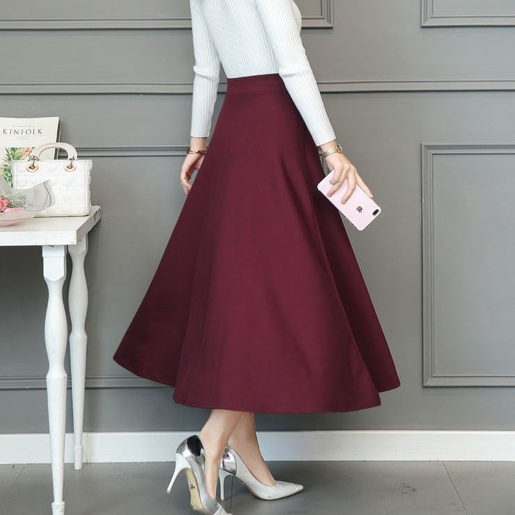 Classic High-Rise Midi A-Line Skirt