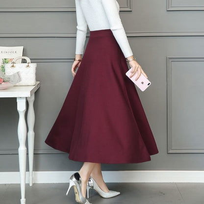 Classic High-Rise Midi A-Line Skirt