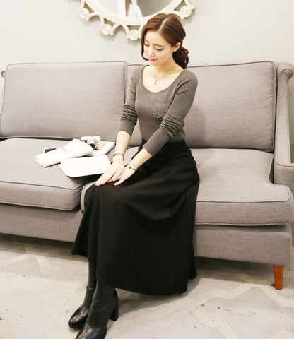 Classic High-Rise Midi A-Line Skirt