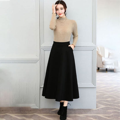 Classic High-Rise Midi A-Line Skirt