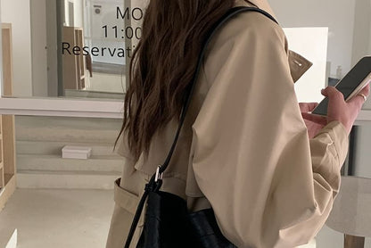 Faux Leather Plain Crossbody Bucket Bag