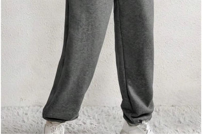 V Waistline High Rise Plain Straight-Fit Sweatpants