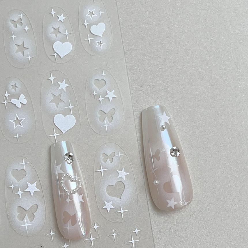 Heart Star Butterfly Nail Art Stickers (Various Designs)