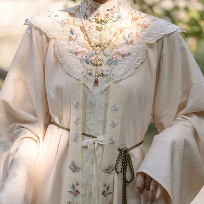 High Waist Floral Print Pleat Hanfu Skirt / Braid