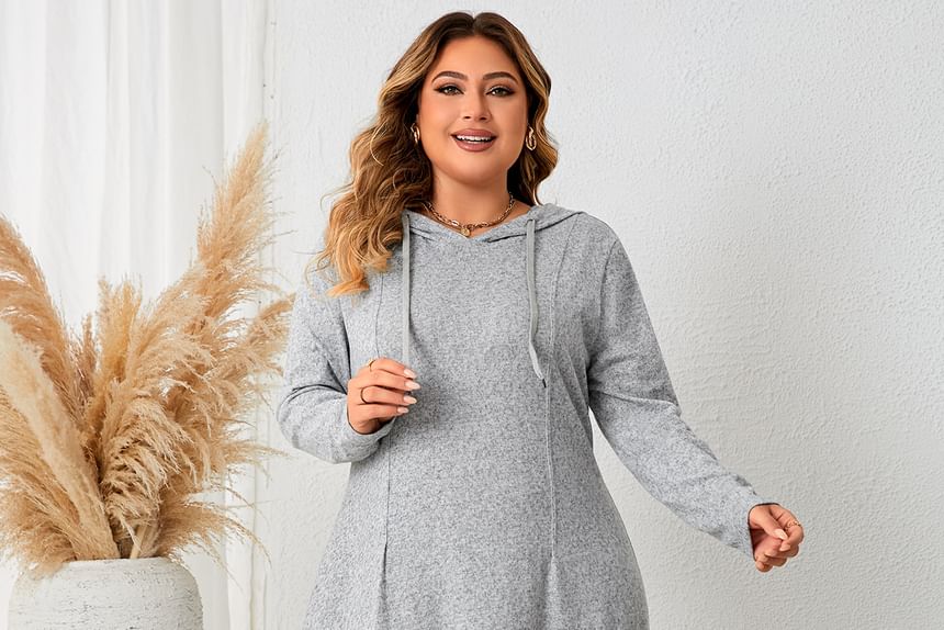Long Sleeve Hoodie Style A-Line Maxi Dress