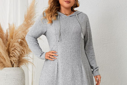 Long Sleeve Hoodie Style A-Line Maxi Dress