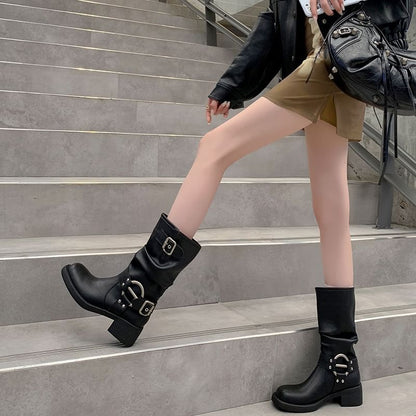 Buckled Mid Calf Boots