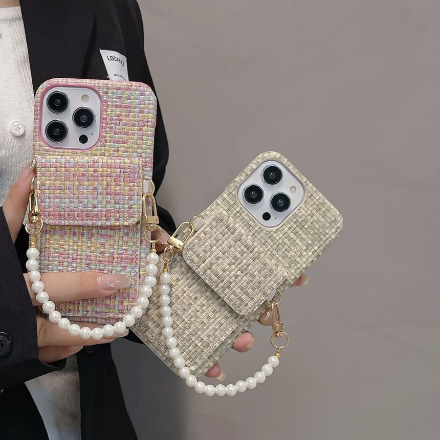 Faux Pearl Fabric Phone Case