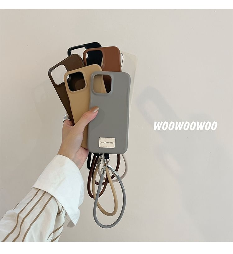 Lettering Applique Faux Leather Phone Case