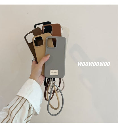 Lettering Applique Faux Leather Phone Case