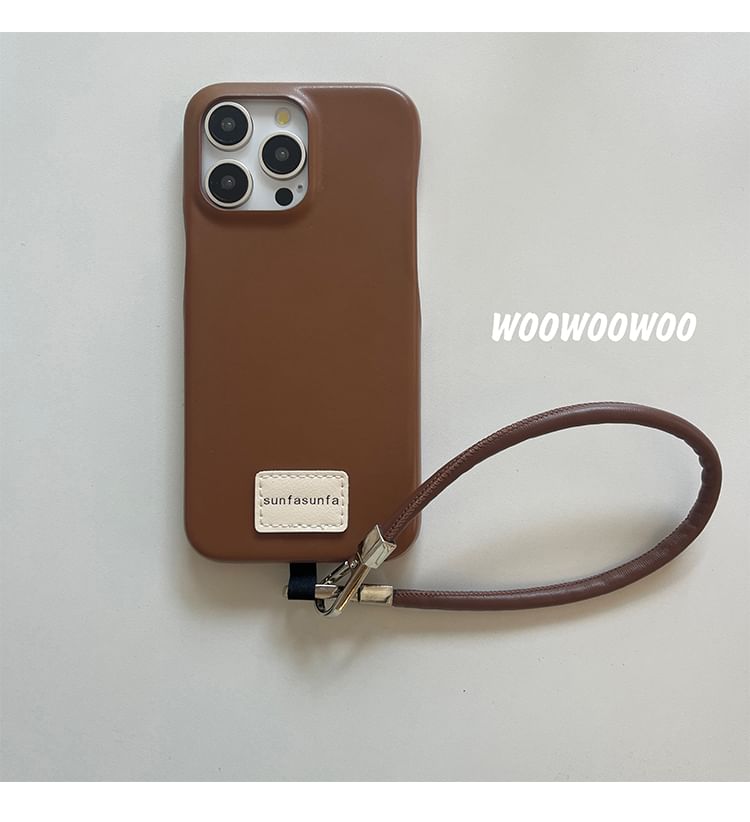 Lettering Applique Faux Leather Phone Case