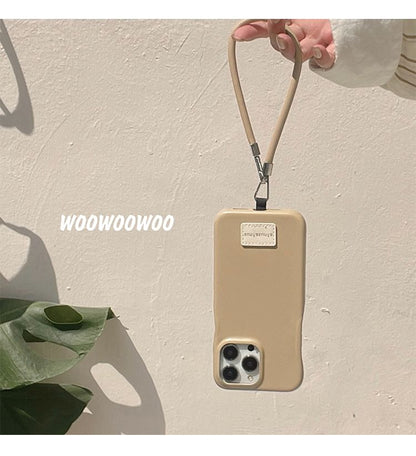 Lettering Applique Faux Leather Phone Case