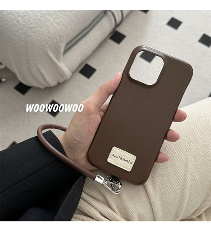 Lettering Applique Faux Leather Phone Case