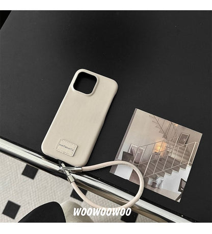 Lettering Applique Faux Leather Phone Case