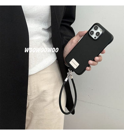 Lettering Applique Faux Leather Phone Case