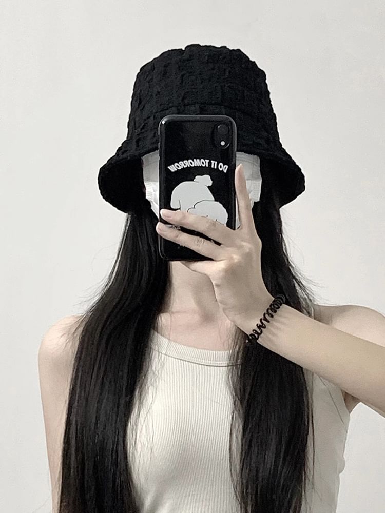 Shirred Plain Bucket Hat