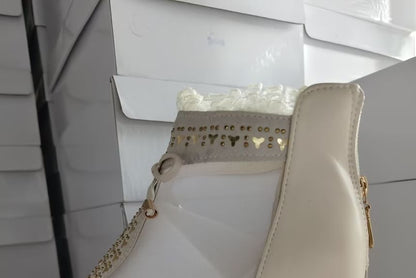 Pointed Panel Chunky Ankle Trim Lace Boots Mesh Heel