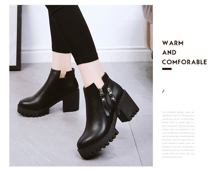 Chunky Boots Platform Ankle Heel