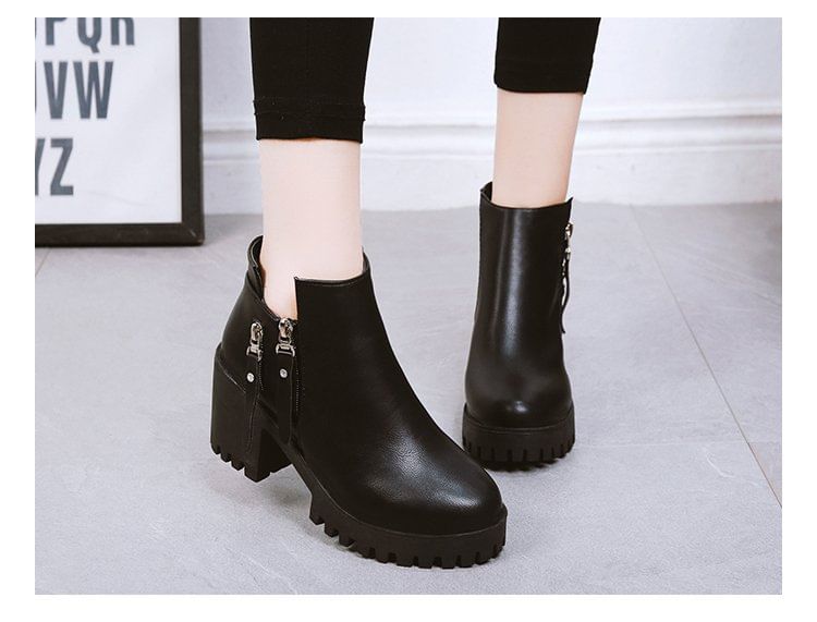 Chunky Boots Platform Ankle Heel