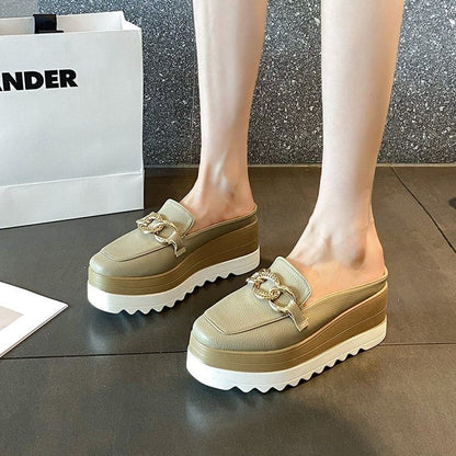Chain Mules Detail Loafer Platform