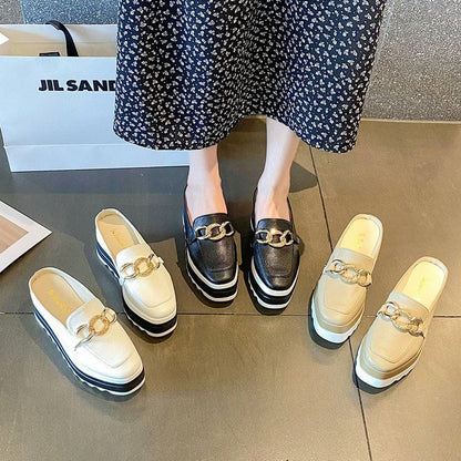 Chain Mules Detail Loafer Platform