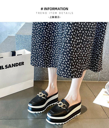 Chain Mules Detail Loafer Platform